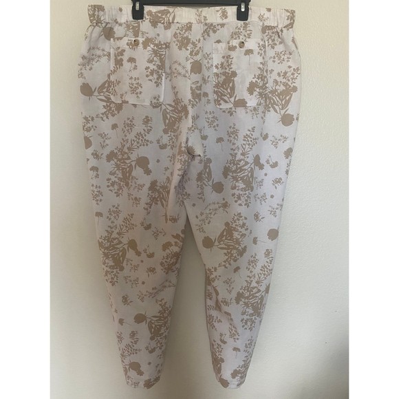 Liz Claiborne Linen & Cotton mix media casual floral pants pullon flat front 2XL - Picture 4 of 8